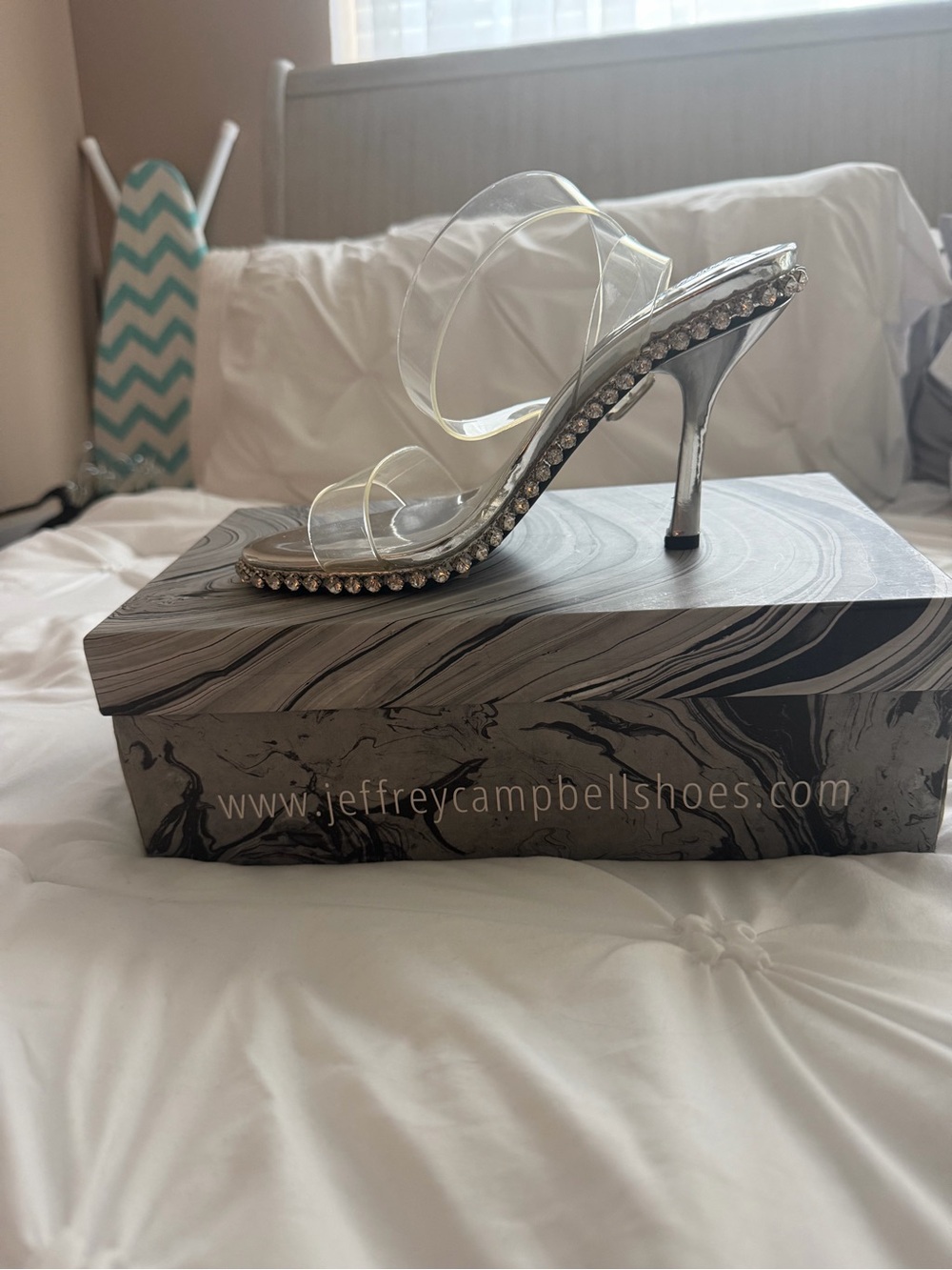 Jeffrey Campbell Clear PVC Slide with Silver Crystal Trim